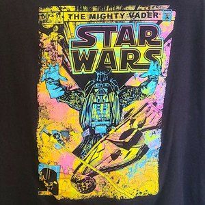 star wars t shirt might vader graphic neon rainbow color design black sz 2x